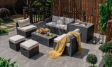 8 Pieces Patio Rattan Storage Table Furniture Set