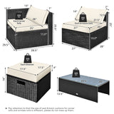 8 Pieces Patio Rattan Storage Table Furniture Set
