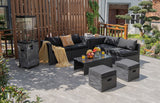 8 Pieces Patio Rattan Storage Table Furniture Set