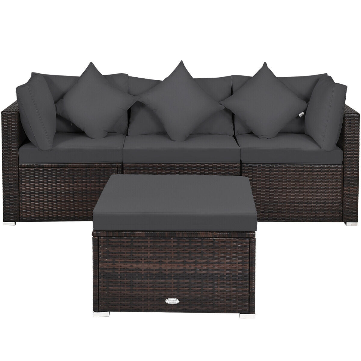 4 Pieces Ottoman Garden Patio Rattan Wicker Furniture Set with Cushion