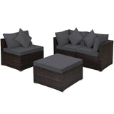 4 Pieces Ottoman Garden Patio Rattan Wicker Furniture Set with Cushion