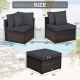 4 Pieces Ottoman Garden Patio Rattan Wicker Furniture Set with Cushion