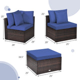 4 Pieces Ottoman Garden Patio Rattan Wicker Furniture Set with Cushion