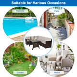 3 Pieces Hand-Woven Rattan Outdoor Sofa Set with Dining Table