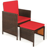 9PCS Patio Rattan Dining Cushioned Chairs Set