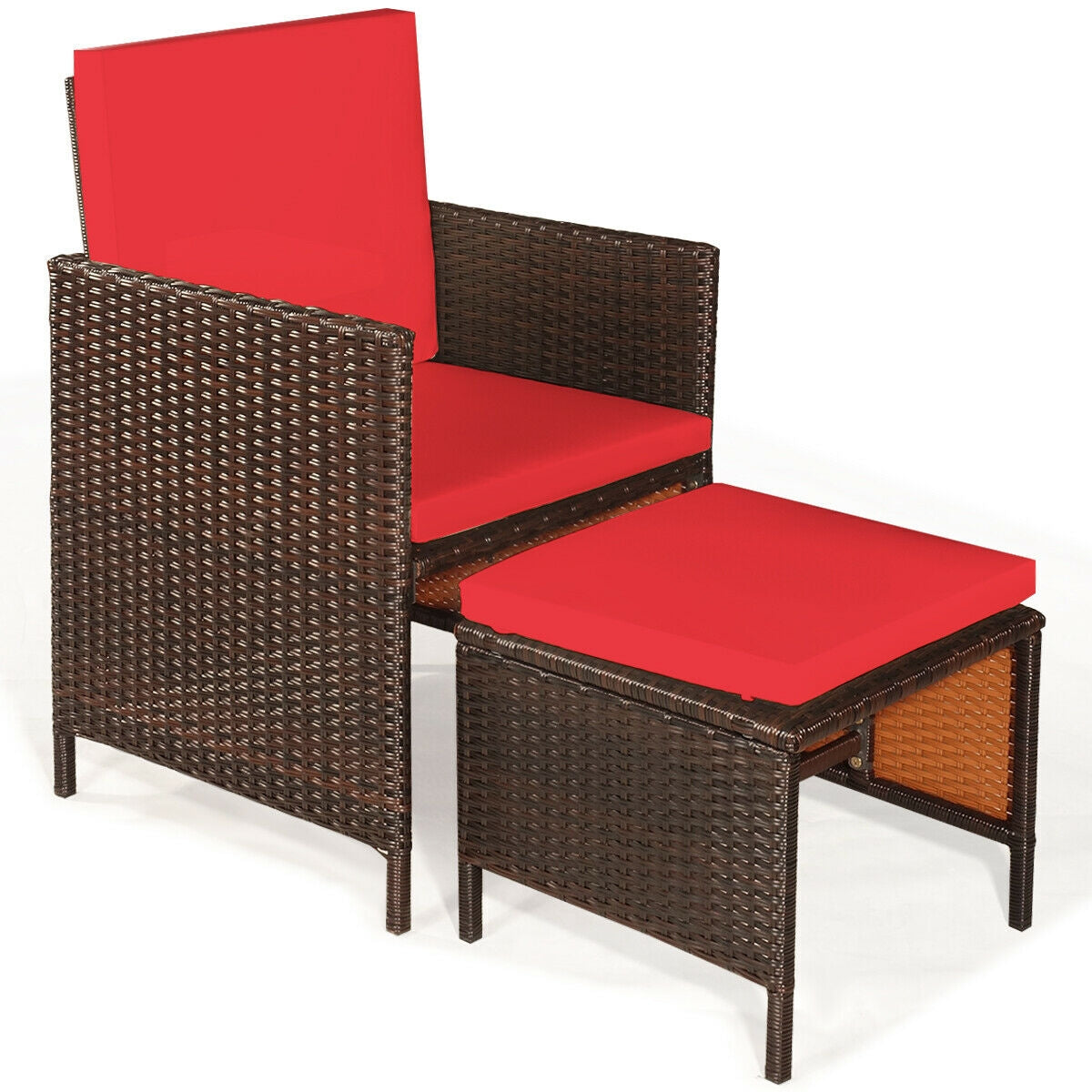 9PCS Patio Rattan Dining Cushioned Chairs Set