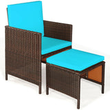 9PCS Patio Rattan Dining Cushioned Chairs Set