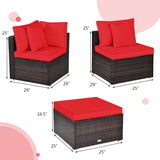 4 Pieces Ottoman Garden Patio Rattan Wicker Furniture Set with Cushion