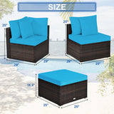 4 Pieces Ottoman Garden Patio Rattan Wicker Furniture Set with Cushion