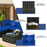5 Pcs Outdoor Patio Rattan Furniture Set Sectional Conversation with Cushions