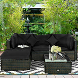 5 Pcs Outdoor Patio Rattan Furniture Set Sectional Conversation with Cushions