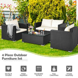 4 Pieces Patio Rattan Cushioned Furniture Set
