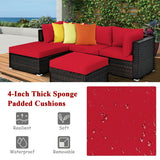 5 Pieces Patio Sectional Rattan Furniture Set with Ottoman Table