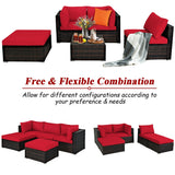 5 Pieces Patio Sectional Rattan Furniture Set with Ottoman Table