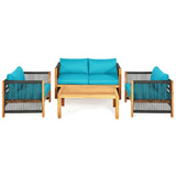 4 Pieces Acacia Wood Outdoor Patio Furniture Set