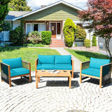 4 Pieces Acacia Wood Outdoor Patio Furniture Set
