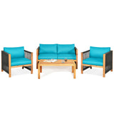 4 Pieces Acacia Wood Outdoor Patio Furniture Set