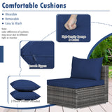 7 Pieces Patio Rattan Furniture Set Sectional Sofa Garden Cushion