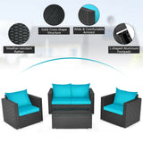 4 Pieces Patio Rattan Cushioned Furniture Set