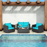 4 Pieces Patio Rattan Cushioned Furniture Set