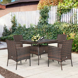 5 Pieces Wicker Patio Dining Set With 4 Armrest Chairs And Table