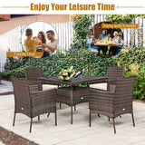 5 Pieces Wicker Patio Dining Set With 4 Armrest Chairs And Table