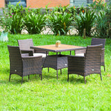 5 Pieces Wicker Patio Dining Set With 4 Armrest Chairs And Table