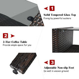 4 Pcs Outdoor Rattan Wicker Loveseat Furniture Set with Cushions