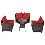 4 Pcs Outdoor Cushioned Rattan Furniture Set