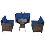 4 Pcs Outdoor Cushioned Rattan Furniture Set