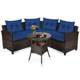 4 Pcs Outdoor Cushioned Rattan Furniture Set