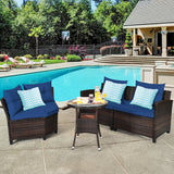 4 Pcs Outdoor Cushioned Rattan Furniture Set
