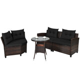 4 Pcs Outdoor Cushioned Rattan Furniture Set