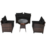 4 Pcs Outdoor Cushioned Rattan Furniture Set