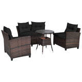 4 Pcs Outdoor Cushioned Rattan Furniture Set