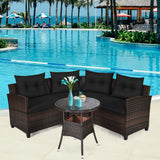 4 Pcs Outdoor Cushioned Rattan Furniture Set