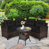4 Pcs Outdoor Cushioned Rattan Furniture Set