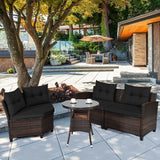 4 Pcs Outdoor Cushioned Rattan Furniture Set