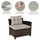 4 Pcs Outdoor Cushioned Rattan Furniture Set