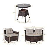 4 Pcs Outdoor Cushioned Rattan Furniture Set