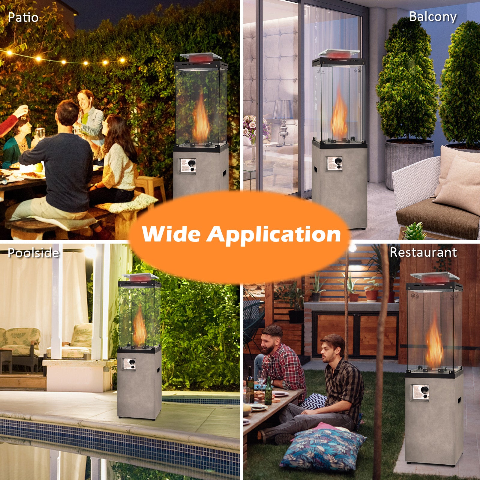 41 000 BTU Propane Patio Heater with Lockable Wheels