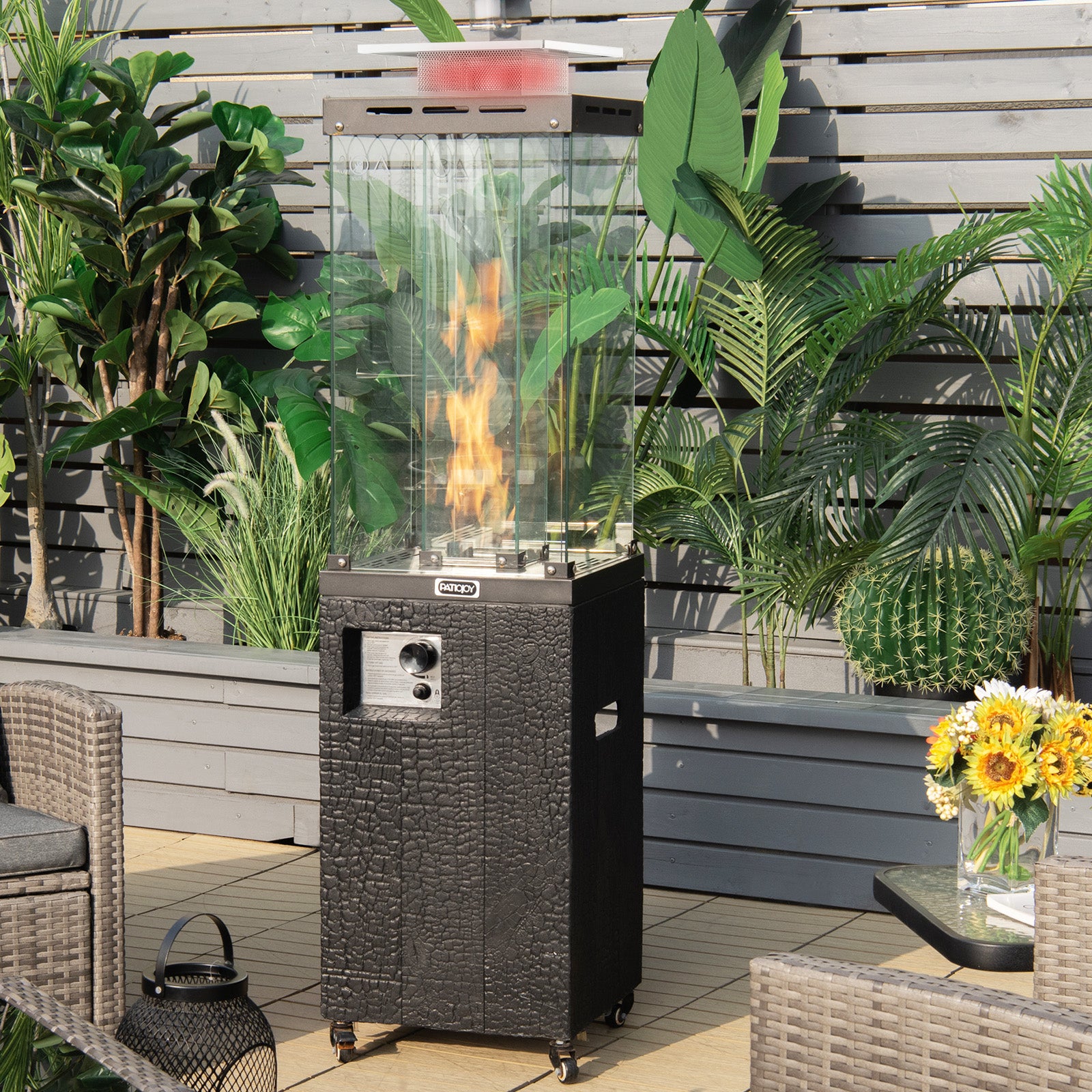 41 000 BTU Propane Patio Heater with Lockable Wheels