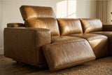 Valentina recliner Sectional in distressed Italian aniline leather