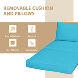 5 Pieces Patio Rattan Furniture Set with Cushioned Armless Sofa