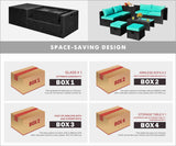 8 Pieces Patio Rattan Storage Table Furniture Set