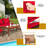 4 Piece  Acacia Wood Patio Rattan Furniture Set