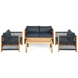 4 Pieces Acacia Wood Outdoor Patio Furniture Set