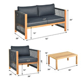 4 Pieces Acacia Wood Outdoor Patio Furniture Set