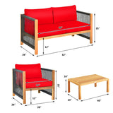 4 Pieces Acacia Wood Outdoor Patio Furniture Set