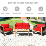 4 Pieces Acacia Wood Outdoor Patio Furniture Set